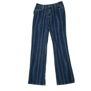 Fubu Women's Vintage Y2K Wide Straight Leg Medium Wash Stiped Jeans Size 12